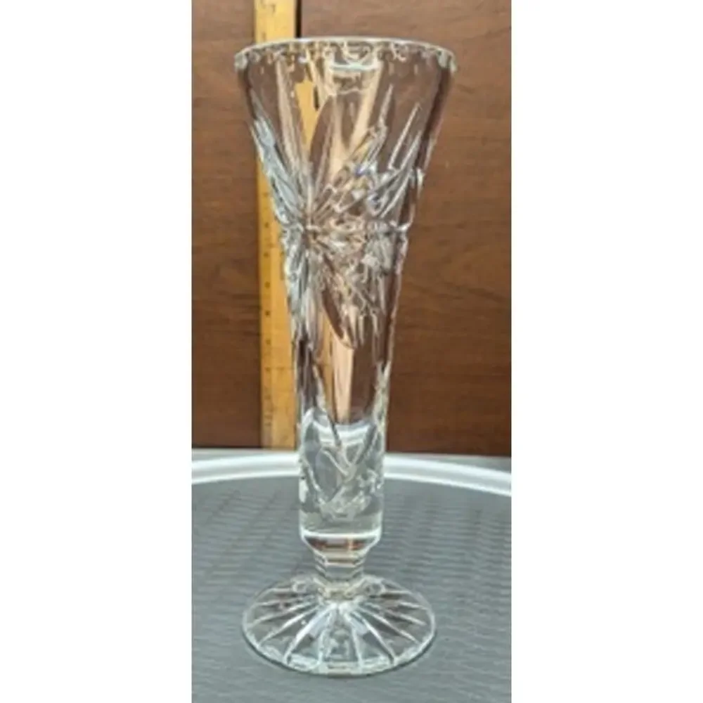 Vtg Brilliant Glass Vase Floral Daisy Bohemian Cottage Gift Centerpiece Elegant